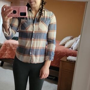 Casual Flannel Plaid Button-Down Shirt for Women